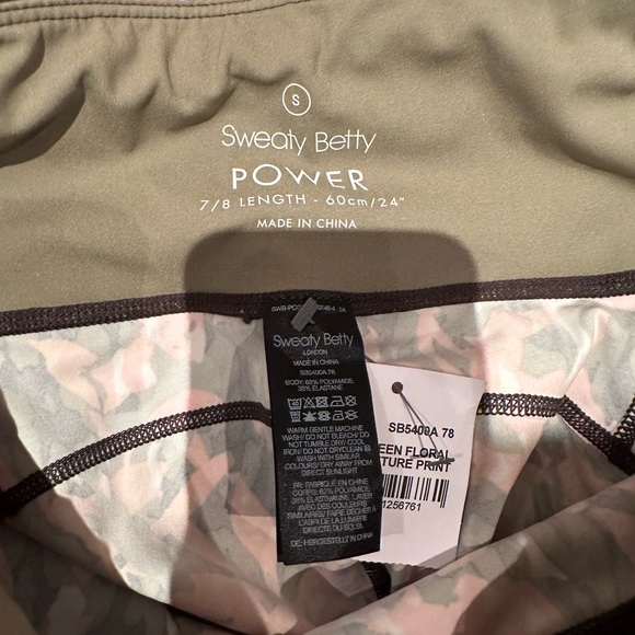 Sweaty Betty BNWT “power" tights sz S NEW pull on floral pink/green - Picture 4 of 4